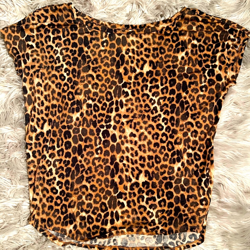 Woman’s Express off the shoulder cheetah shirt